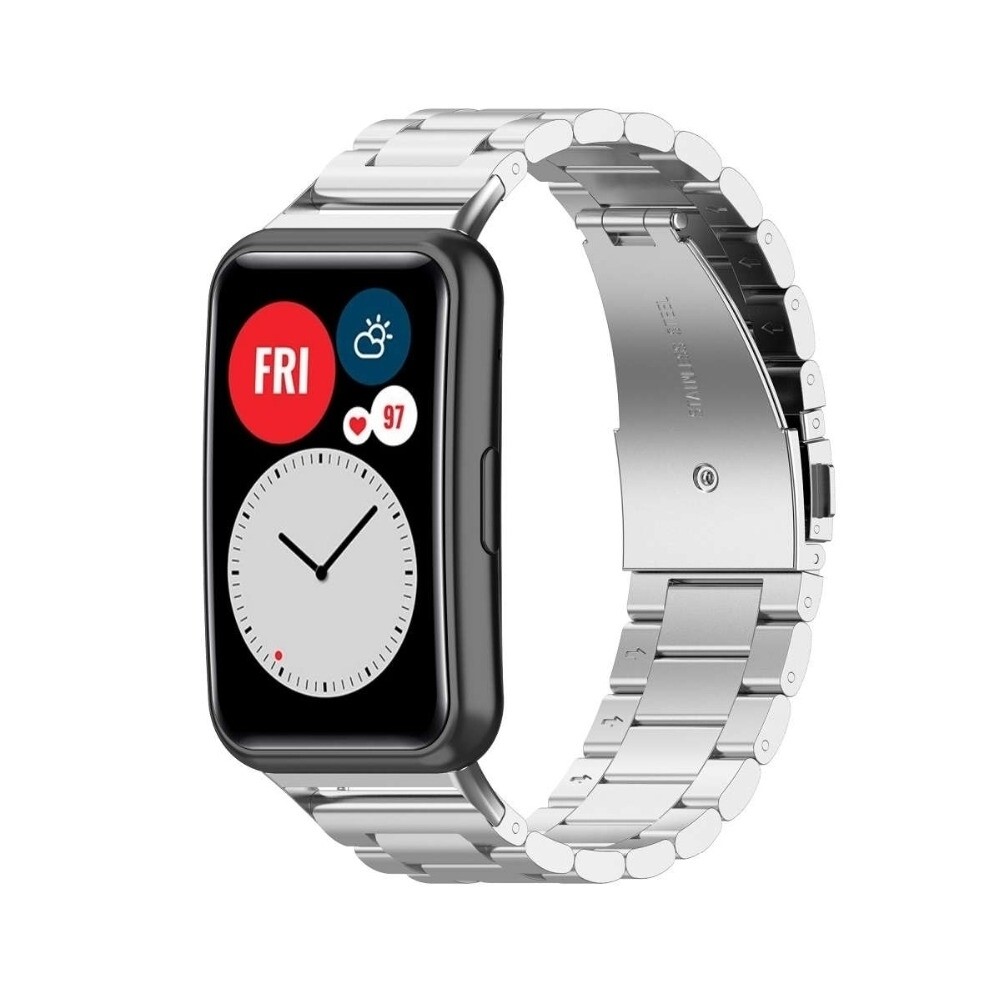 (Huawei Fit 1 &amp; 2 &amp; 3 &amp; 4/Pro) Rolex Classic design Full Silver - رولكس التصميم الكلاسيكي سلفر كامل