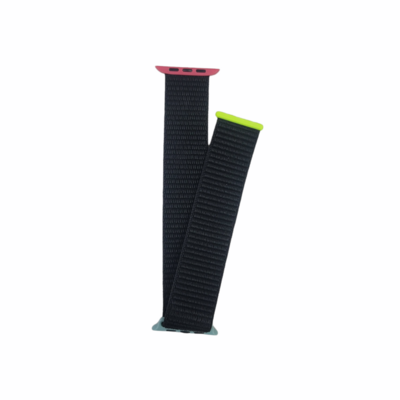 (42mm-44mm-45mm-49mm) Fabric Black with colors locks band - باند خام اسود مع تسكيره الوان 