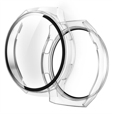 (Huawei GT2e ONLY) full cover with glass - Transparent - فل كفر  مع جام لساعه هواوي جي تي٢ اي شفاف 