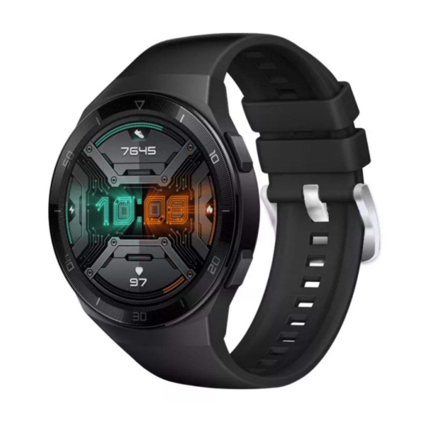 (Huawei GT2e ONLY) Silicone band Black - باند سيليكون مخصص لساعه هواوي جي تي٢ اي فقط لون اسود 