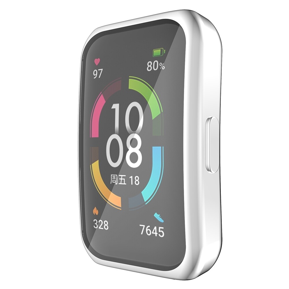 (Huawei Band 6 &amp; 7 ) full TPU cover and screen protector - Silver - فل كفر ربل مع حمايه شاشه سلفر 