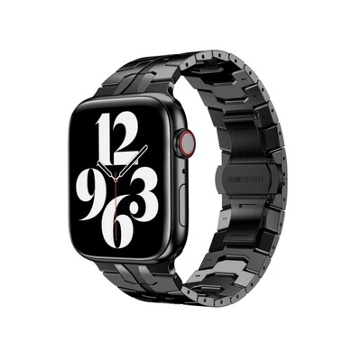 (42mm-44mm-45mm-49mm) New Steel design iron man band Black - باند ستيل تصميم ايرون مان جديد اسود 