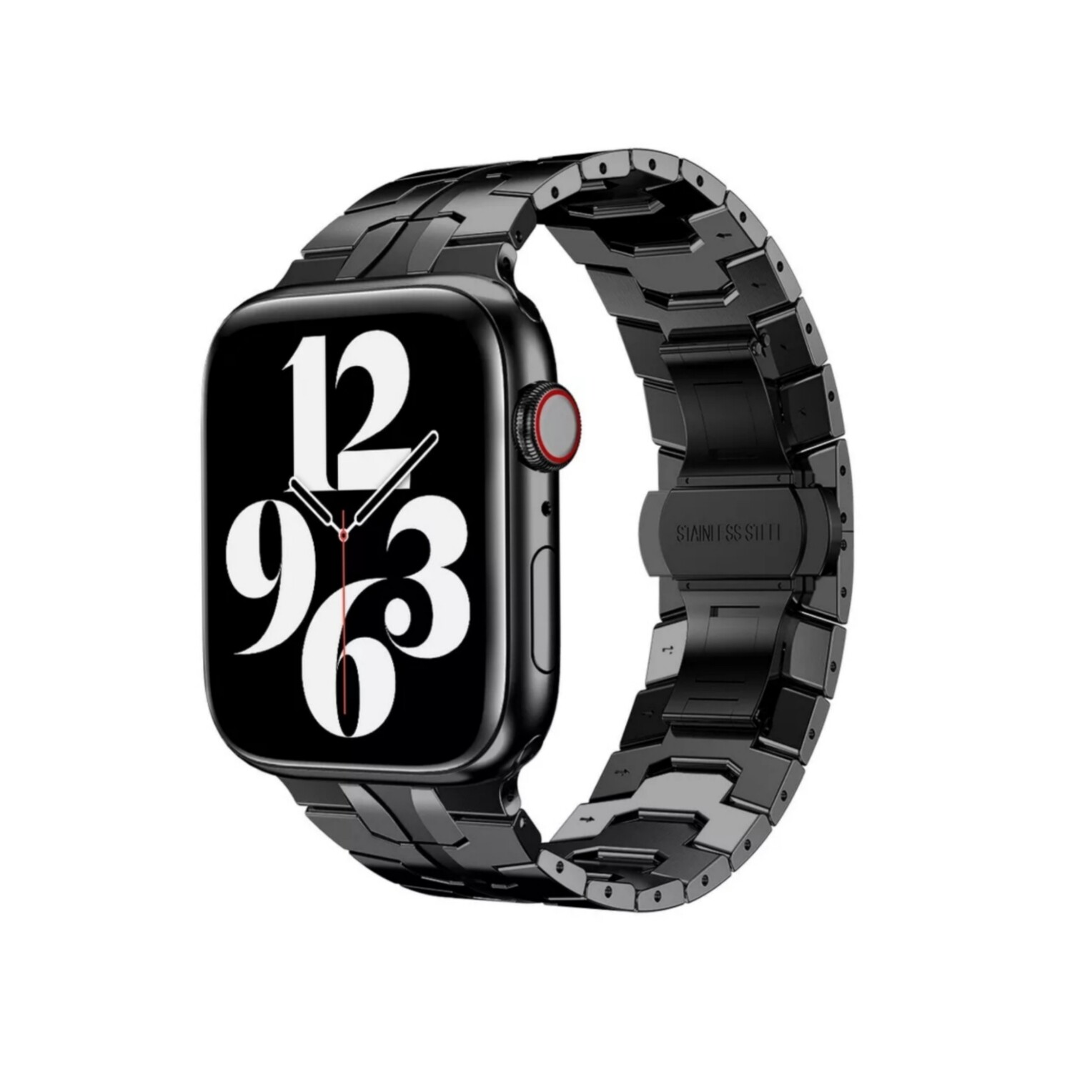 (42mm-44mm-45mm-49mm) New Steel design iron man band Black - باند ستيل تصميم ايرون مان جديد اسود 