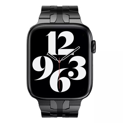 (42mm-44mm-45mm-49mm) New Steel design iron man band Black - باند ستيل تصميم ايرون مان جديد اسود 
