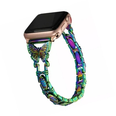 (38mm-40mm-41mm) Steel butterfly design Full rainbow - باند ستيل تصميم فراشه الوان مختلفه