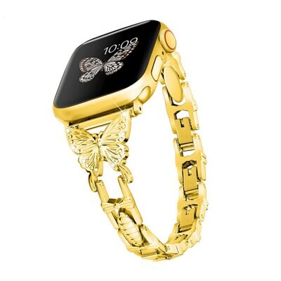 (42mm-44mm-45mm-49mm) Steel butterfly design Full Gold- باند ستيل تصميم فراشه ذهبي كامل