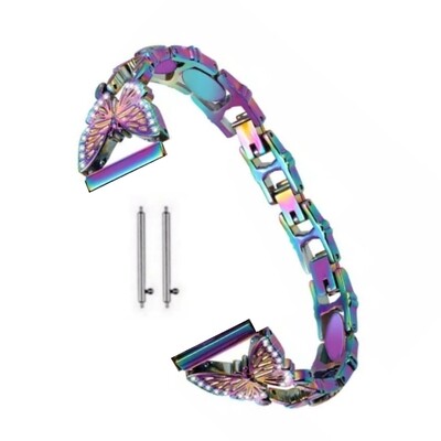 (22mm) Steel butterfly design Full rainbow - باند ستيل تصميم فراشه الوان مختلفه