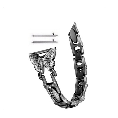 (22mm) Steel butterfly design Full Black - باند ستيل تصميم فراشه اسود كامل
