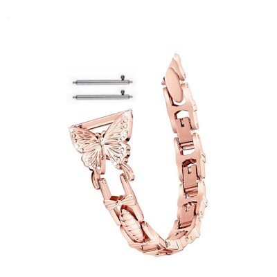 (22mm) Steel butterfly design Full Rose Gold- باند ستيل تصميم فراشه روز قولد كامل