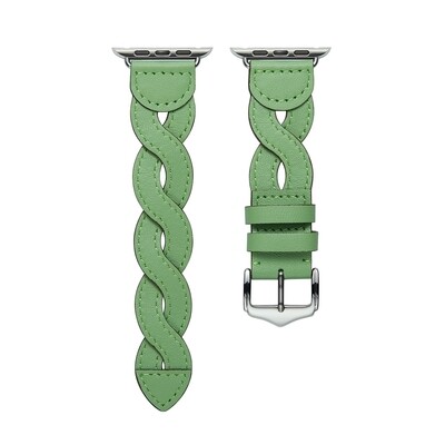 (38mm-40mm-41mm) Hermes Light Green Leather Single tour Band new design - باند جلد هرميز لفه وحده أخضر فاتح تصميم جديد