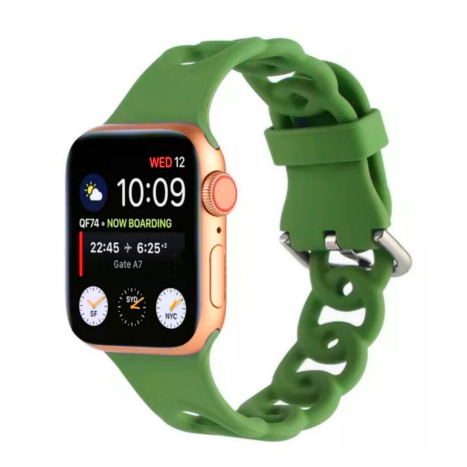 (42mm-44mm-45mm-46mm-49mm) Hermes new design Silicone band Green - باند سيليكون ستايل هرميز جديد أخضر 