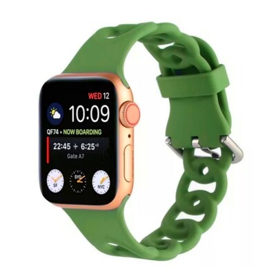 (42mm-44mm-45mm-46mm-49mm) Hermes new design Silicone band Green - باند سيليكون ستايل هرميز جديد أخضر 