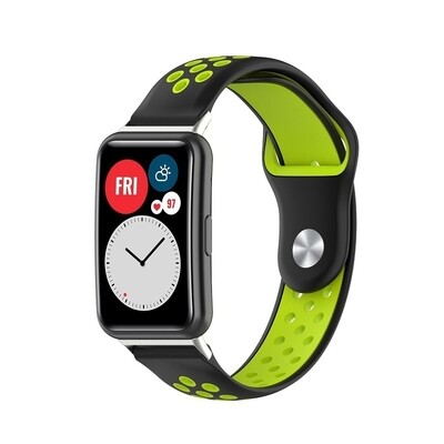 (Huawei Fit 1 &amp; 2 &amp; 3 &amp; 4/Pro) Nike Sports Silicone band Black&amp;Green - باند نايك سبورت سيليكون لون اسود مع أخضر 