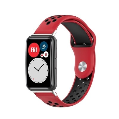 (Huawei Fit 1 &amp; 2 &amp; 3 &amp; 4/Pro) Nike Sports Silicone band Red&amp;Black - باند نايك سبورت سيليكون لون احمر مع اسود 
