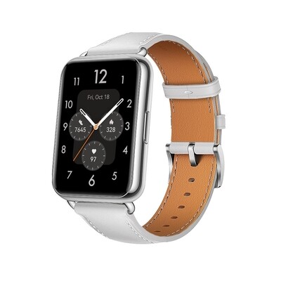 (Huawei Fit 1 &amp; 2 &amp; 3 &amp; 4/Pro) Leather White Band -   باند جلد لون ابيض 