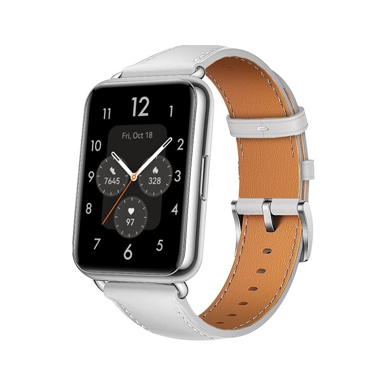(Huawei Fit 1 &amp; 2 &amp; 3 &amp; 4/Pro) Leather White Band -   باند جلد لون ابيض 