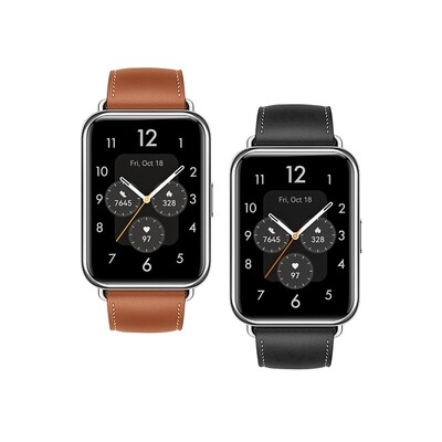 (Huawei Fit 1 &amp; 2 &amp; 3 &amp; 4/Pro) Leather Black Band  -  باند جلد اسود