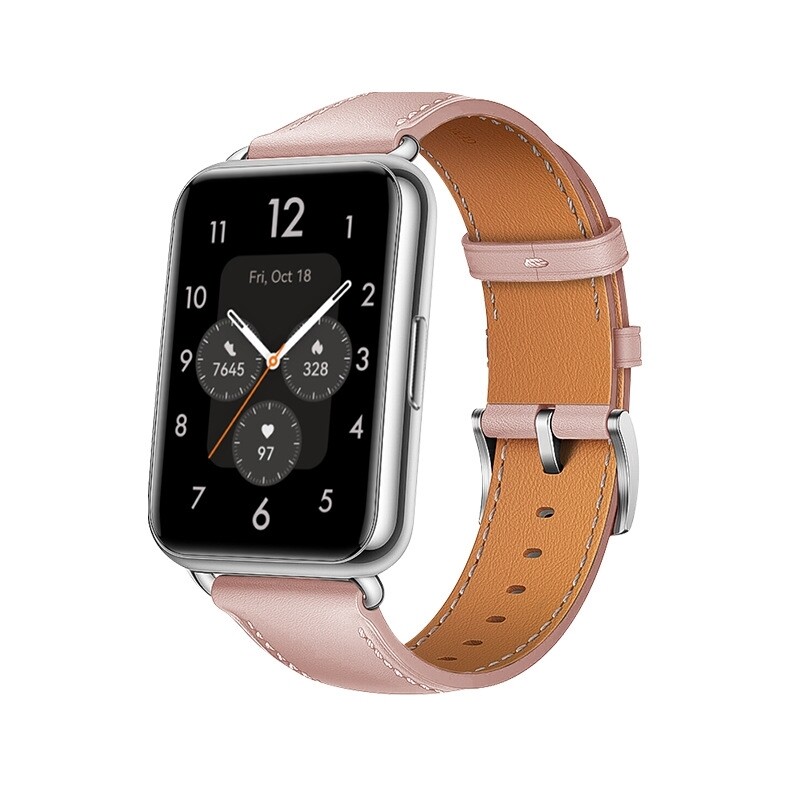 (Huawei Fit 1 &amp; 2 &amp; 3 &amp; 4/Pro) Leather Pink Band -   باند جلد لون وردي 