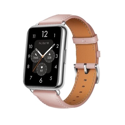 (Huawei Fit 1 &amp; 2 &amp; 3 &amp; 4/Pro) Leather Pink Band -   باند جلد لون وردي 