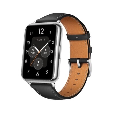 (Huawei Fit 1 &amp; 2 &amp; 3 &amp; 4/Pro) Leather Black Band  -  باند جلد اسود