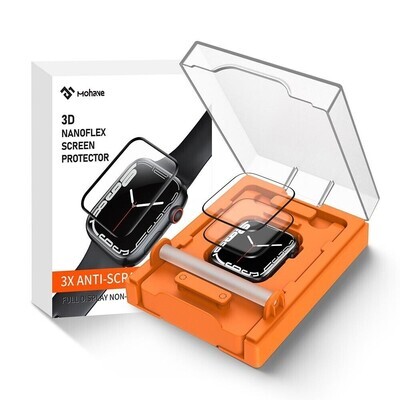 44mm apple watch Mohave Screen Protection with installation box - حمايه شاشه ساعه ابل ماركه موهافي مقاس ٤٤م مع بوكس التركيب 