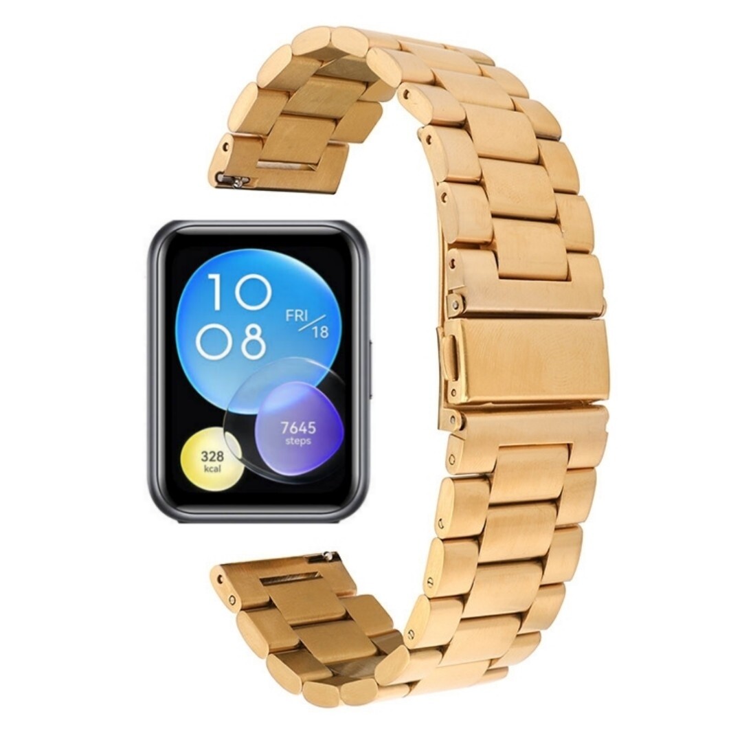 (Huawei Fit 1 &amp; 2 &amp; 3 &amp; 4/Pro) Rolex Classic design Full Gold - رولكس التصميم الكلاسيكي لون ذهبي 