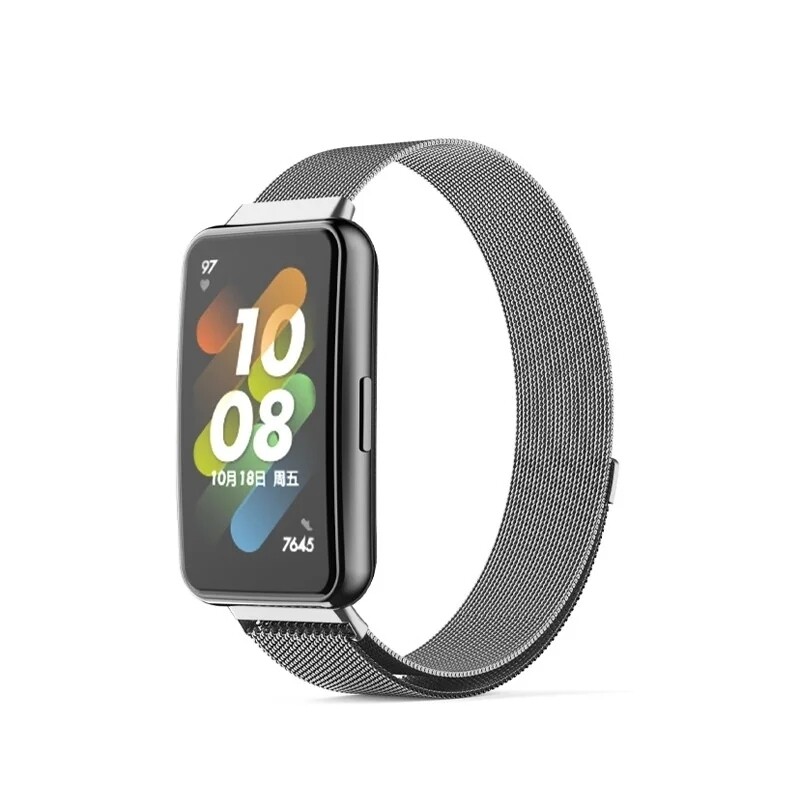 (Huawei Band 7 ONLY ) Steel Magnatic Full Silver - باند ستيل مغناطيس سلفر 