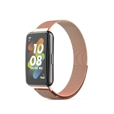 (Huawei Band 7 ONLY ) Steel Magnatic Full Rose Gold - باند ستيل مغناطيس روز قولد 