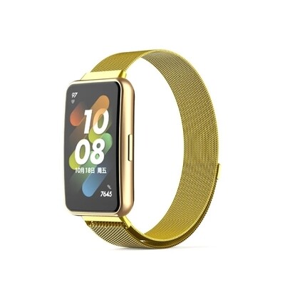 (Huawei Band 7 ONLY ) Steel Magnatic Full Gold - باند ستيل مغناطيس ذهبي 