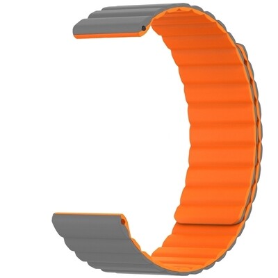 (20mm) Double color silicone magnatic band Grey&amp;Orange - باند سيليكون مغناطيسي لونين رمادي مع برتقالي