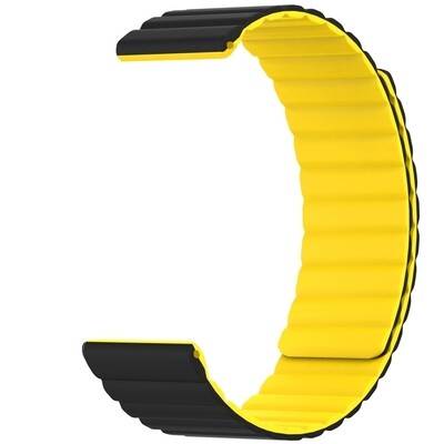 (20mm) Double color silicone magnatic band Black&amp;Yellow - باند سيليكون مغناطيسي لونين اسود مع اصفر 