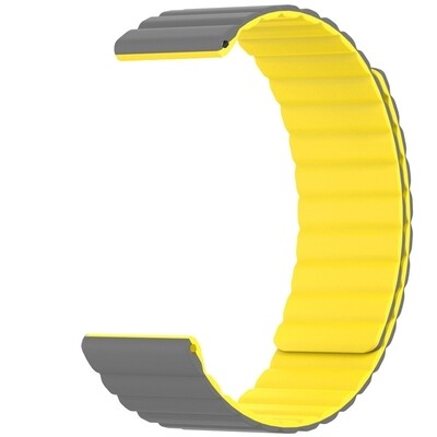 (20mm) Double color silicone magnatic band Grey&amp;Yellow - باند سيليكون مغناطيسي لونين رمادي مع اصفر 