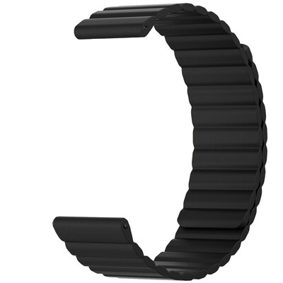 (20mm) Single color silicone magnatic band Full Black - باند سيليكون مغناطيسي لون اسود كامل 