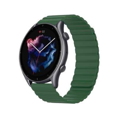 (20mm) Single color silicone magnatic band Full Green - باند سيليكون مغناطيسي لون أخضر كامل
