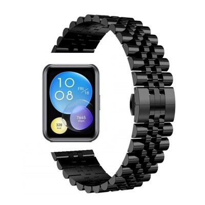 (Huawei Fit 1 &amp; 2 &amp; 3 &amp; 4/Pro) Rolex Full Black - رولكس اسود كامل