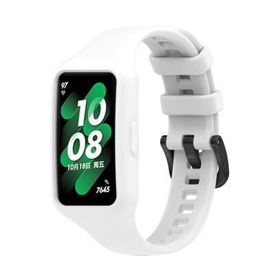 (Huawei Band 6 &amp; 7 ) Silicone band with cover White - باند سيليكون مع كفر ابيض 