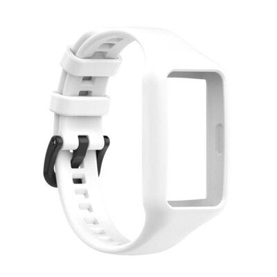 (Huawei Band 6 &amp; 7 ) Silicone band with cover White - باند سيليكون مع كفر ابيض 