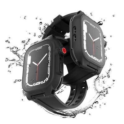(45mm ONLY) Waterproof band with cover Black - باند مع كفر ضد الماي اسود 