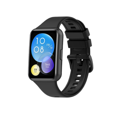 (Huawei Fit 2 ONLY ) Silicone band Black - باند سيليكون اسود 