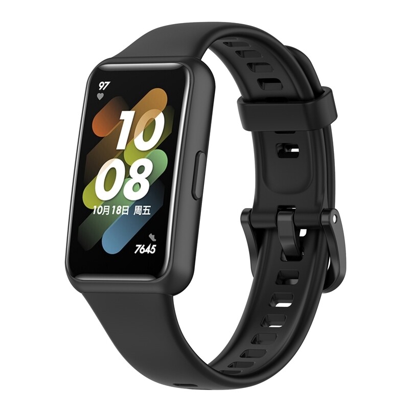 (Huawei Band 7 ONLY ) Silicone band Black - باند سيليكون مخصص لساعه هواوي باند ٧ لون اسود 