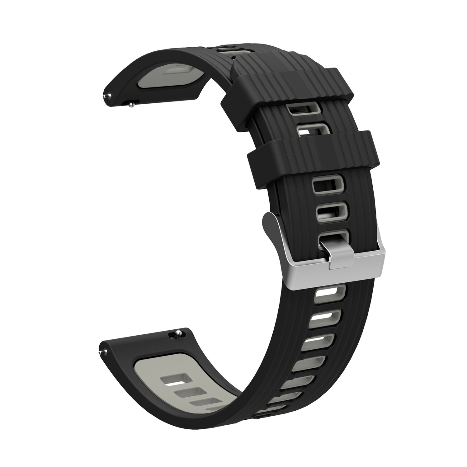 (20mm) Silicone Sports Band Black&amp;Grey -  باند سيليكون رياضي لون اسود مع رمادي 
