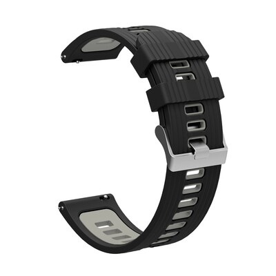 (20mm) Silicone Sports Band Black&amp;Grey -  باند سيليكون رياضي لون اسود مع رمادي 