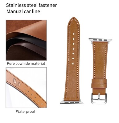 (42mm-44mm-45mm-49mm) Hermes Leather Brown Band - جلد هرميز بني