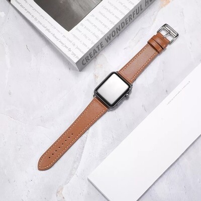 (38mm-40mm-41mm) Hermes Leather Brown Band - جلد هرميز بني