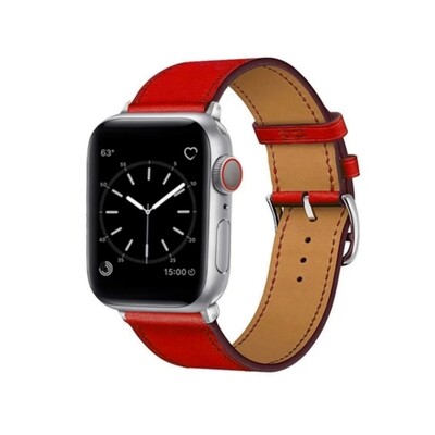 (38mm-40mm-41mm) Hermes Leather Red Band - جلد هرميز احمر