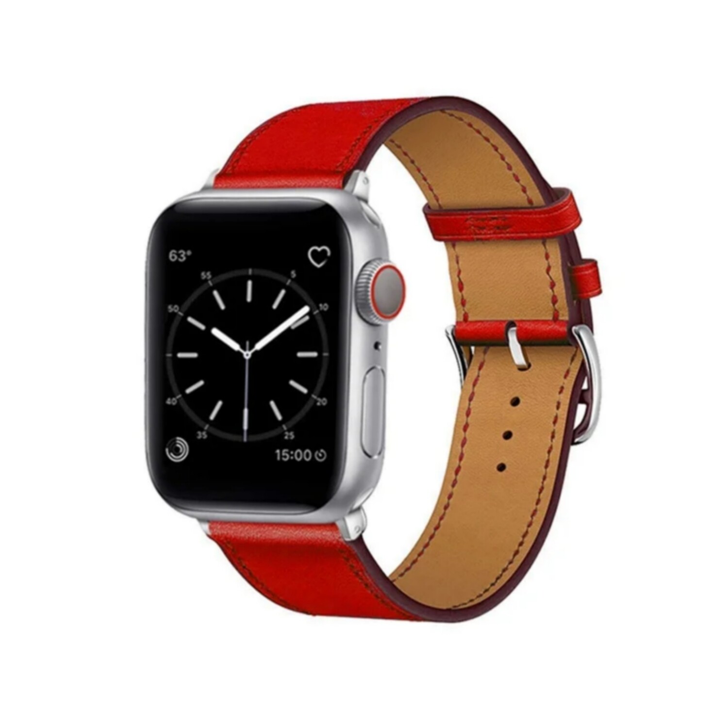 (38mm-40mm-41mm) Hermes Leather Red Band - جلد هرميز احمر
