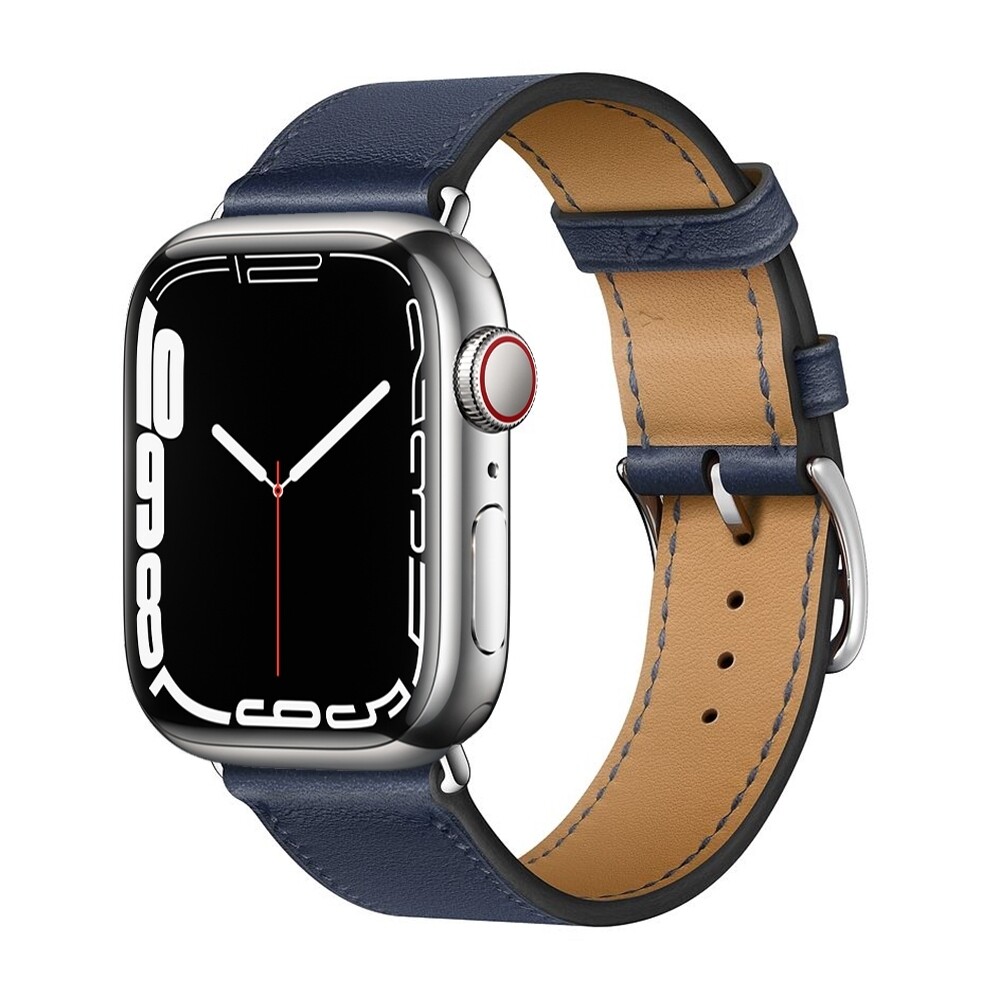 (42mm-44mm-45mm-49mm) Hermes Leather Blue Band - جلد هرميز كحلي