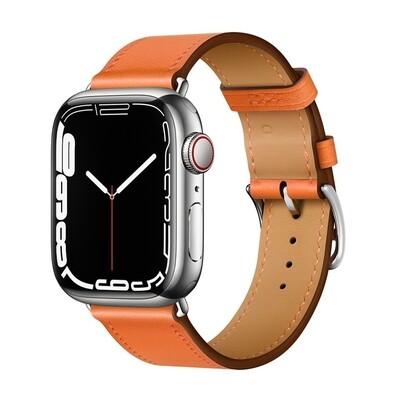 (42mm-44mm-45mm-49mm) Hermes Leather Orange Band - جلد هرميز برتقالي