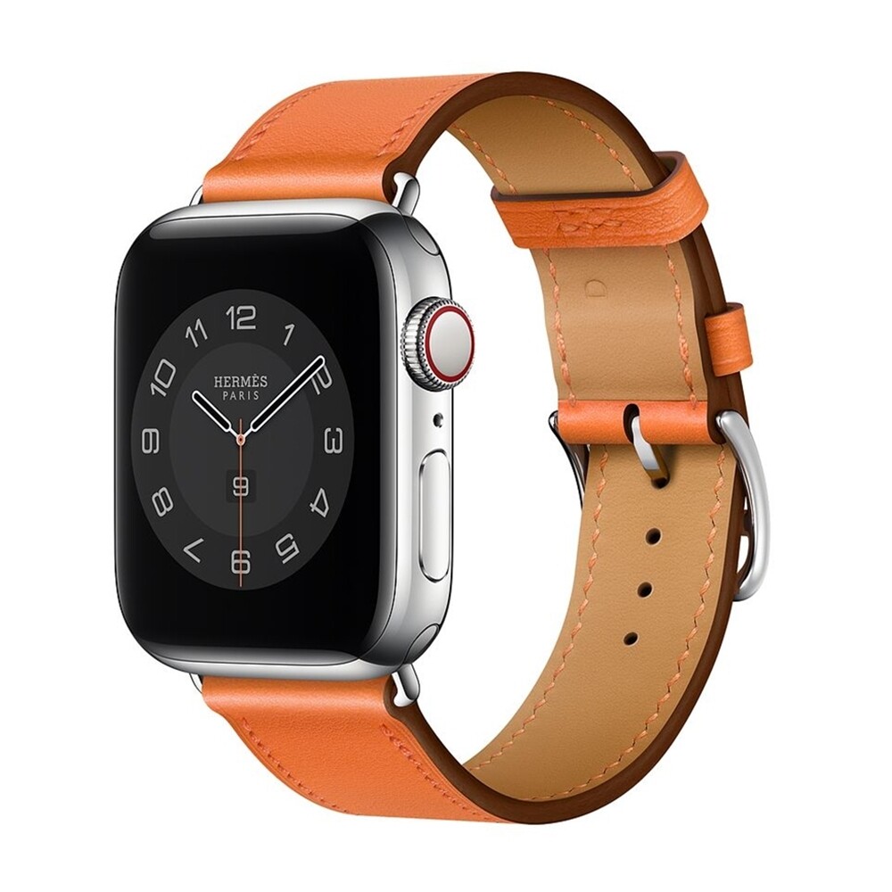 (38mm-40mm-41mm) Hermes Leather Orange Band - جلد هرميز برتقالي
