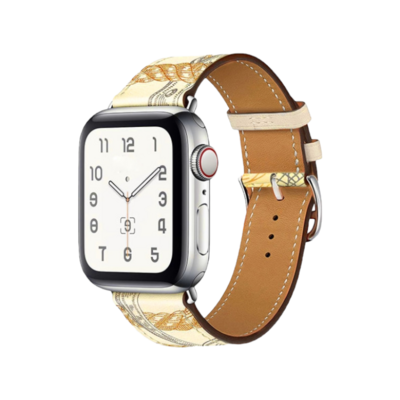 (42mm-44mm-45mm-49mm) Hermes Leather Blanc Band - جلد هرميز نقش ابيض 